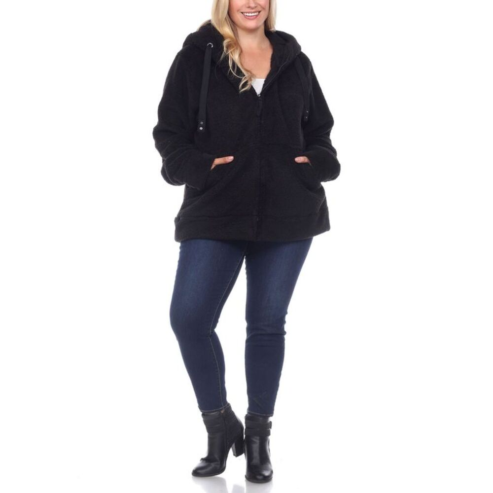Plus Size Hooded Sherpa Jacket